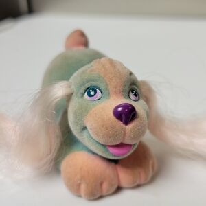 G1  Funtime Spaniel mommy dog my little pony Lil Litters fuzzy aqua & pink 90s